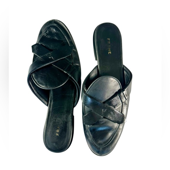 Frame Denim Le Willoughby Black Leather Slide/ Mules US 7.5 - Picture 10 of 15